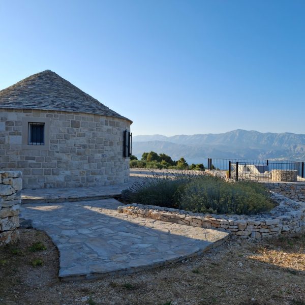 Traditional Brac accommodation with sea view and olive trees